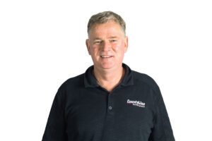 Male, Caucasian, Black polo shirt with CLE logo, Salt and pepper hair