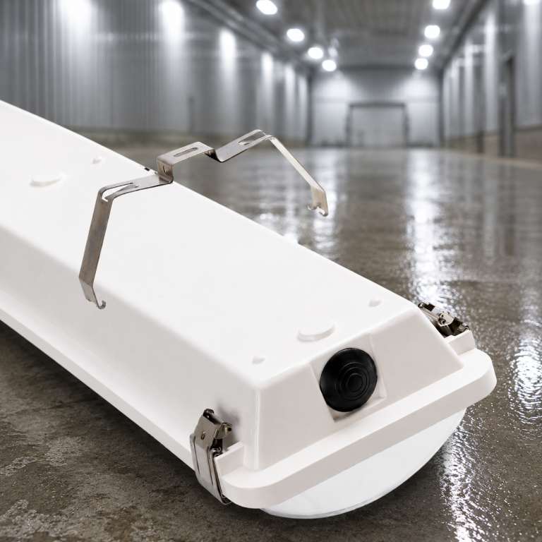 AWC LED light fixture with stainless steel mounting brackets