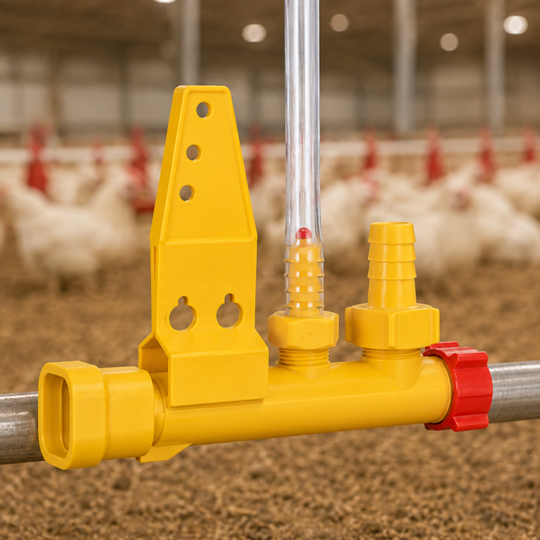 Breeder watering system water line component for poultry production