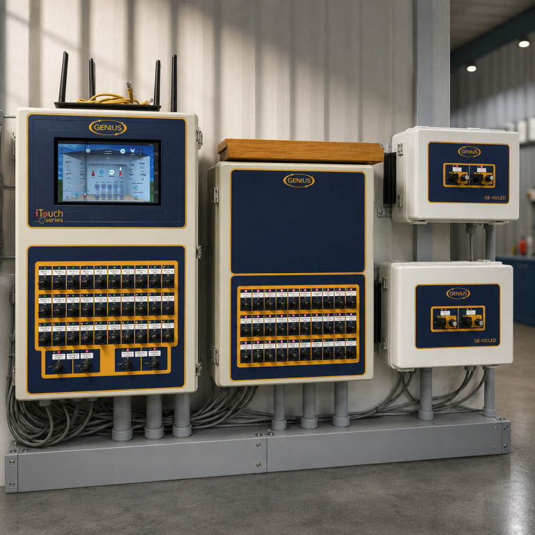 Genius iTouch poultry climate control systems installed in a barn control room