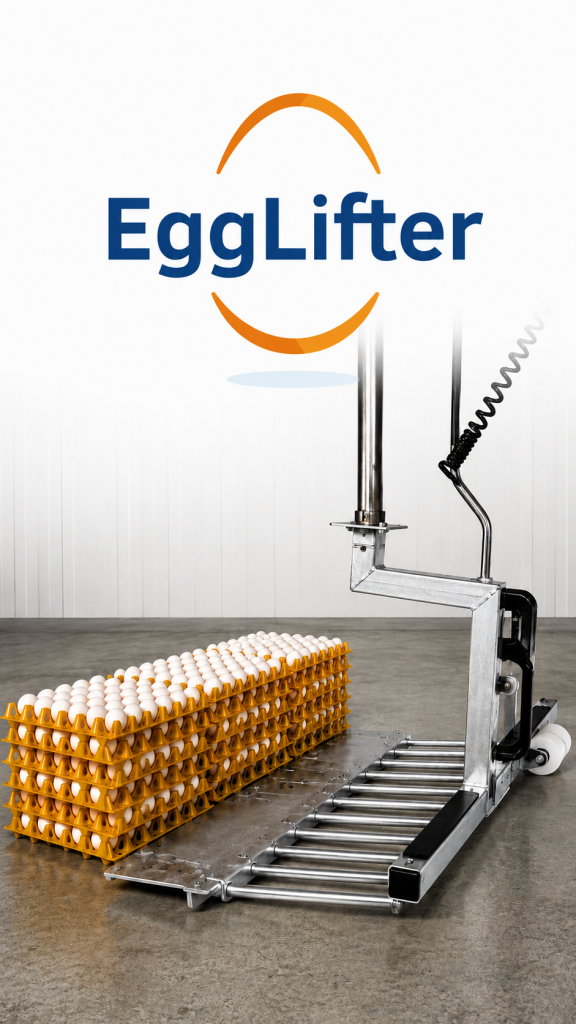 EggLifter egg palletizing equipment with stacked egg trays