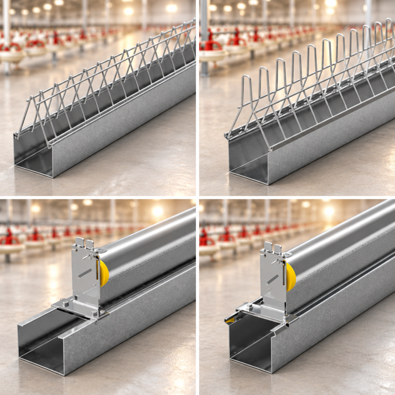 LANDMECO breeder feeding trough with grill and roller bar options