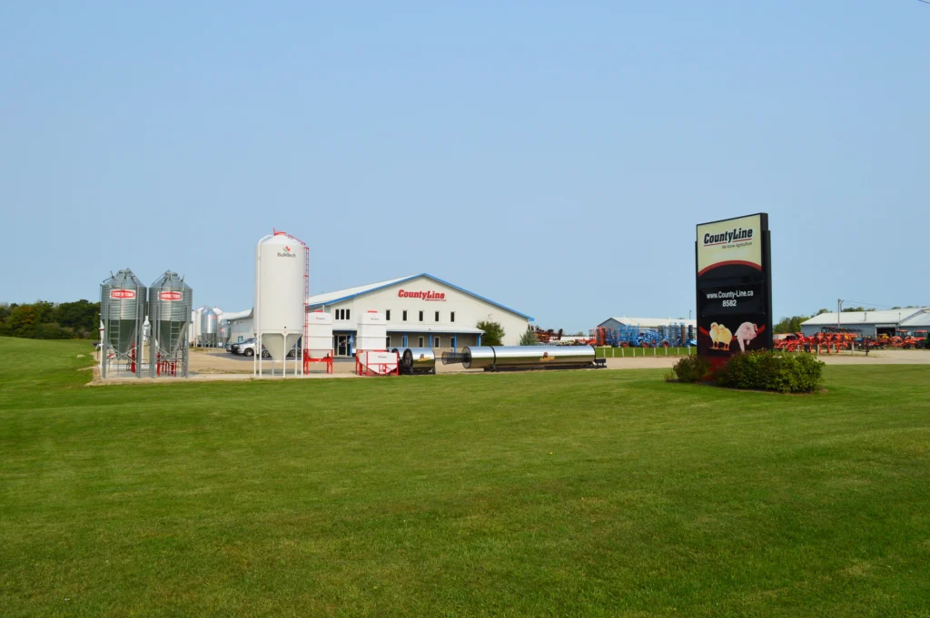 Wide shot of County Line Equipment Building