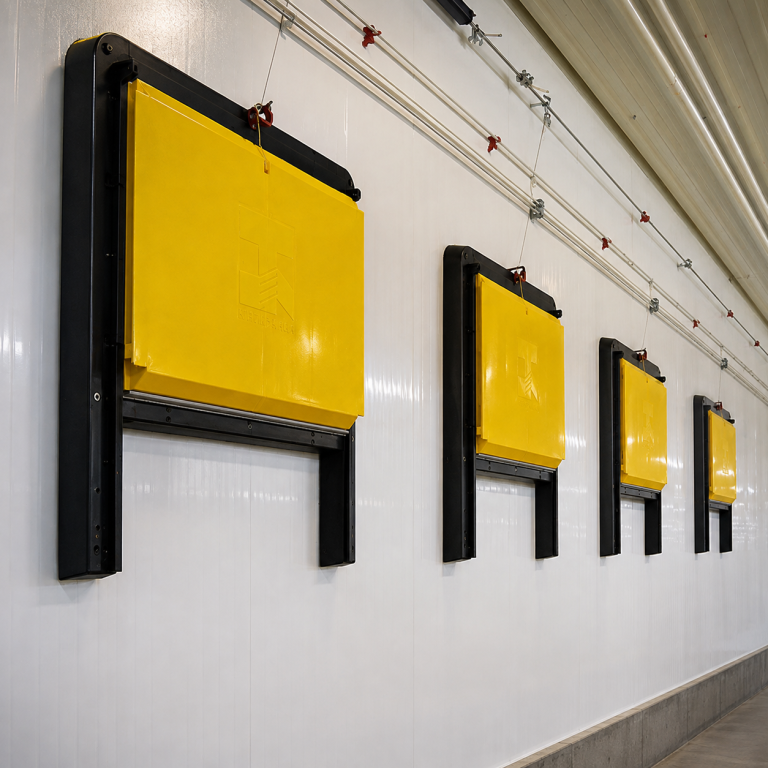 Tulderhof Flash 3300 air inlets installed in a poultry barn