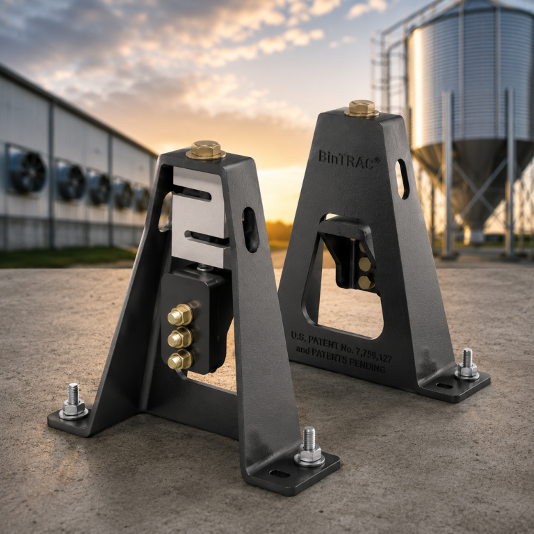 BinTRAC load cell brackets for a bin weighing system