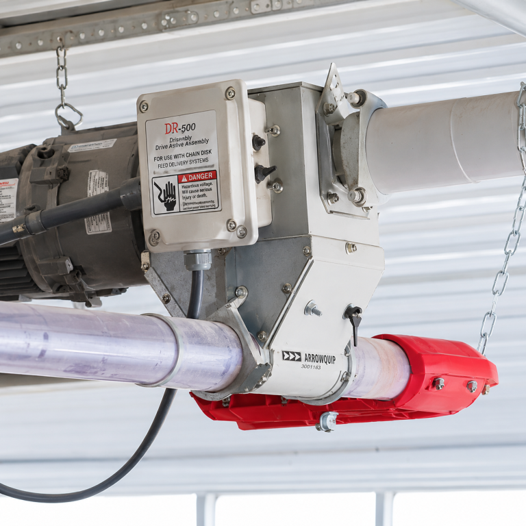 AP Chain Disk feed delivery drive assembly for poultry feeding systems