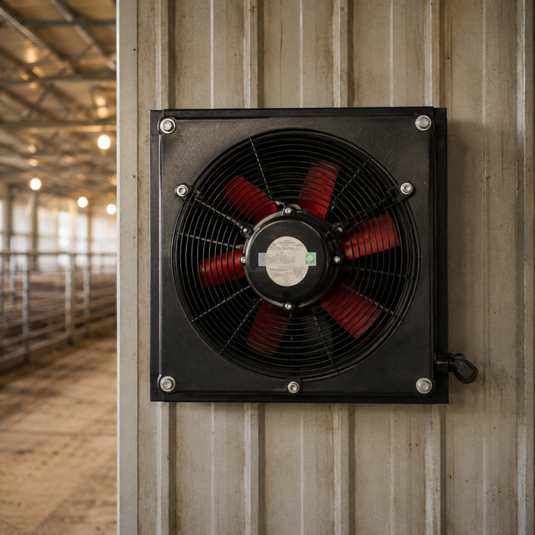 Multifan ventilation fan installed in a livestock barn