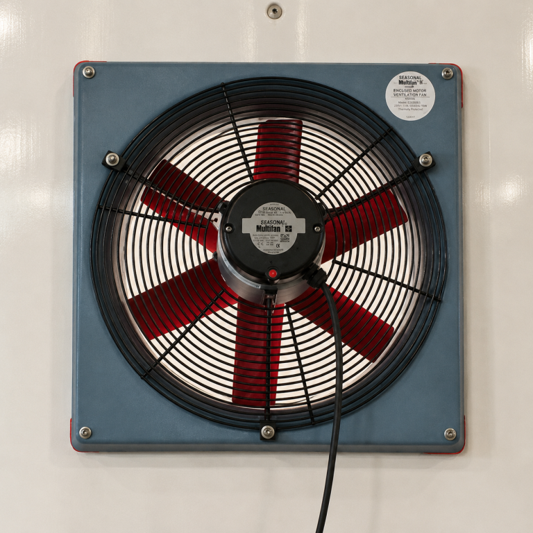 Multifan exhaust fan mounted on a wall for barn ventilation